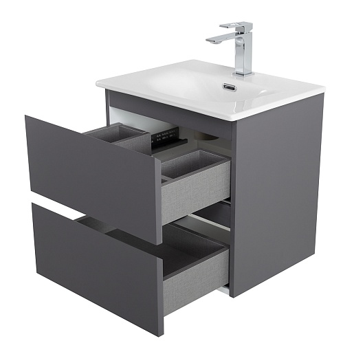 BelBagno Тумба с раковиной Kraft 39-50 подвесная Темно-Серый матовый с раковиной BB-8099-3-50 – фотография-10